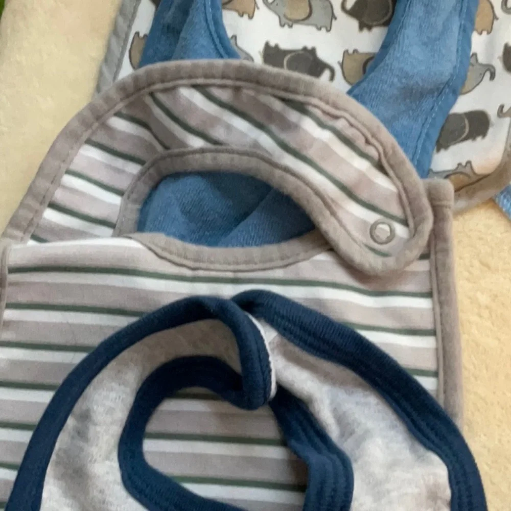 Dino and Animal Print Baby Bib Set - Blue, Orange, Green